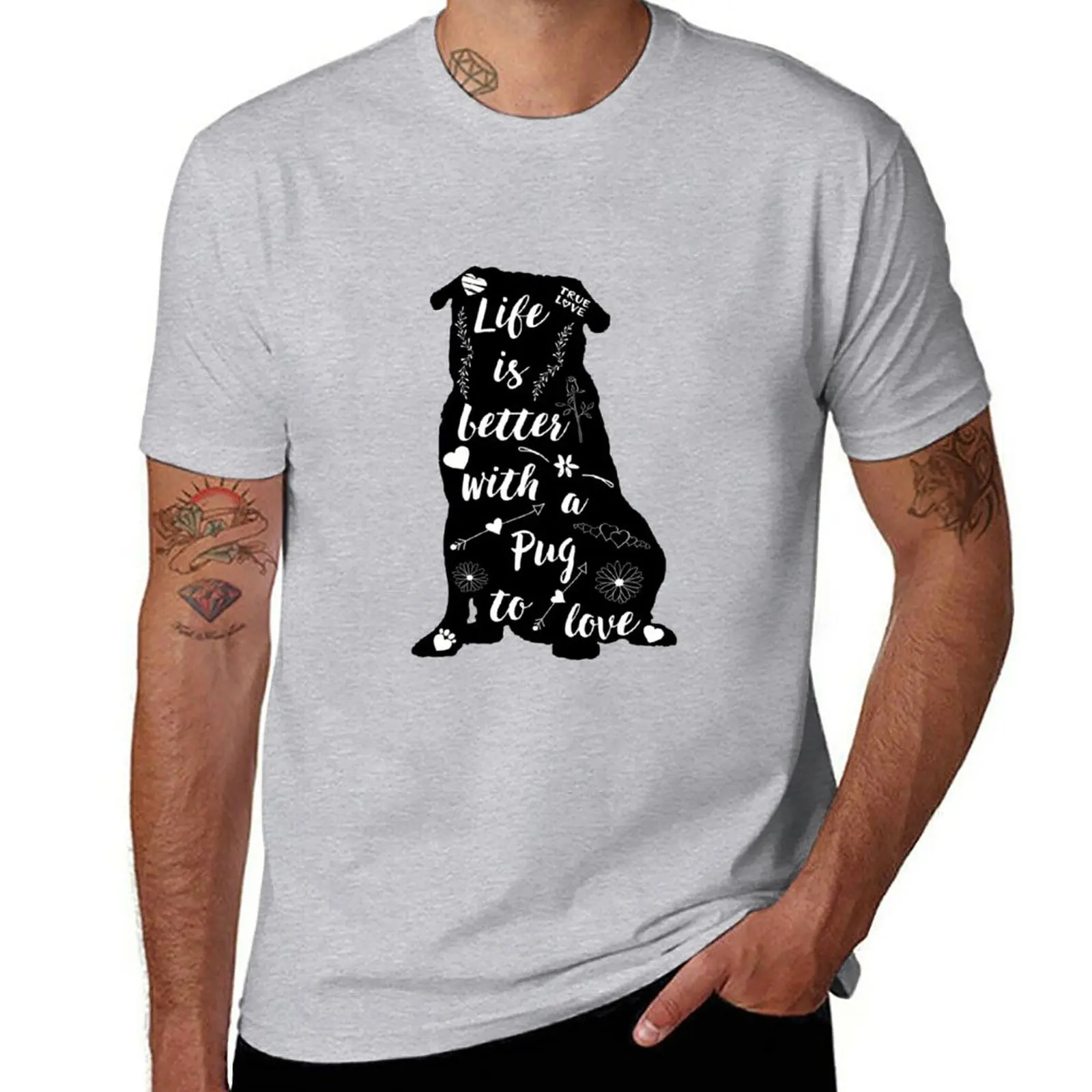

Life Is Better with a Pug to Love Sticker T-Shirt customs design your own oversizeds blanks plus size tops clothes for men