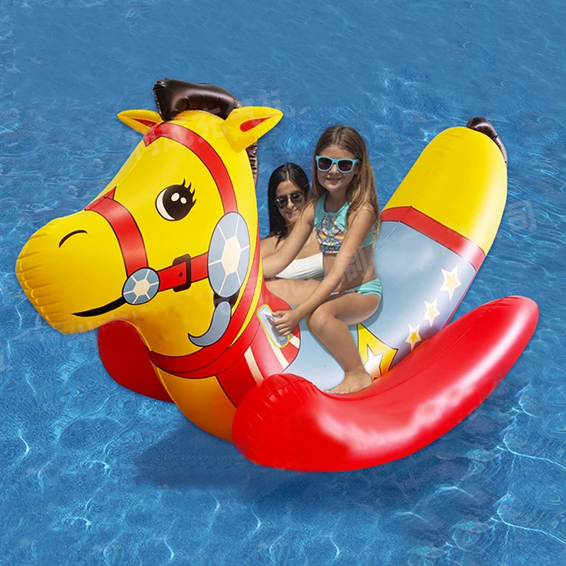 2022 Summer New Water Pool Floating Mattress Pool Party Fun Inflatable Ride On Float Horse Toy Animal Yard Sprinkler for Kids