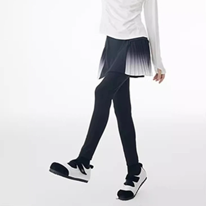 Girls Skirted Leggings Pleated Yoga Tennis Golf Pants Skirts Quick-dry Dance Skorts Legging Sports Tights Fitness Gym Pantskirts