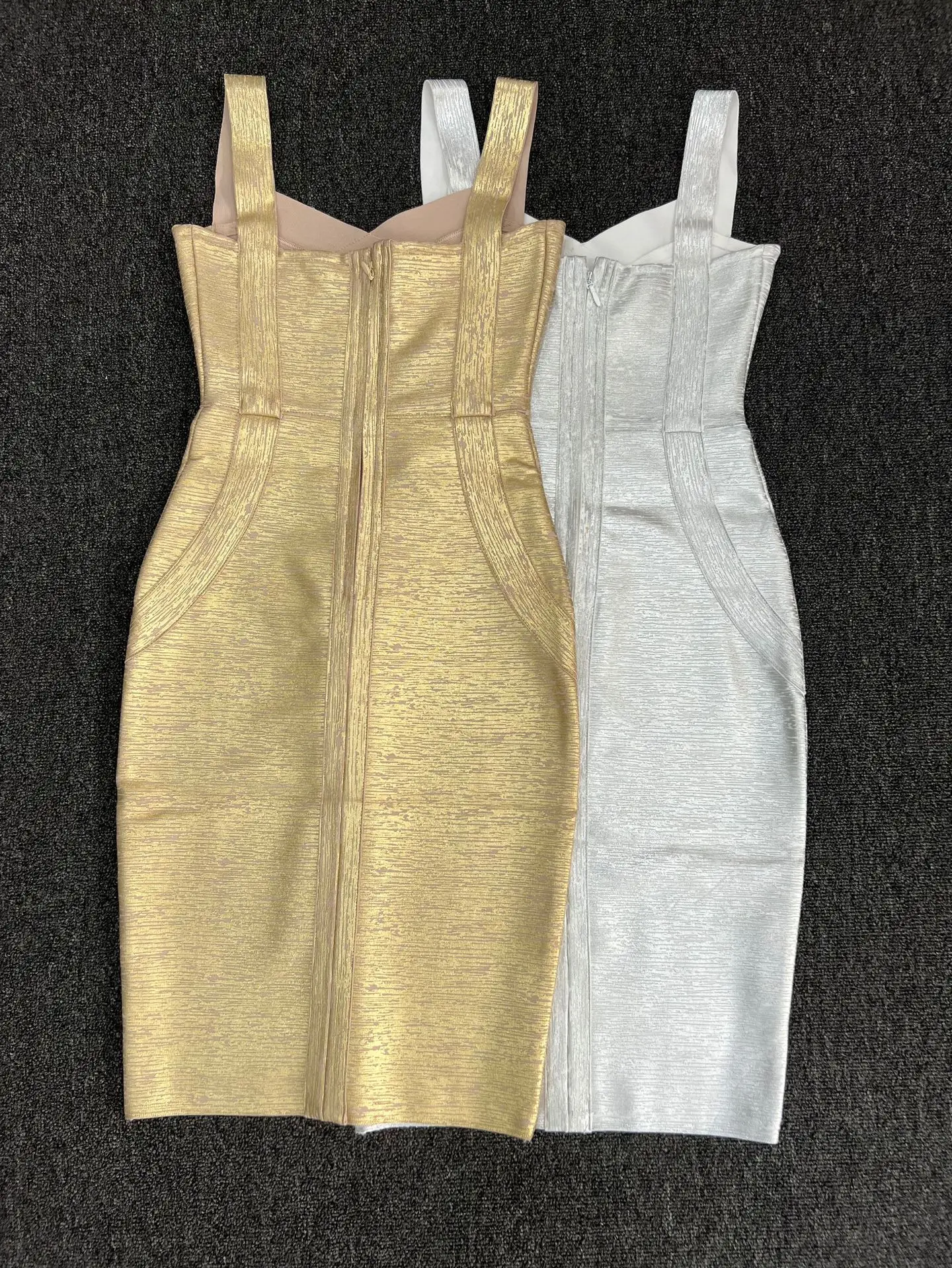 Real Photos Bronzing Bandage Bodycon Dress Women Elegant Tank Square Collar  High Street Going Out Dresses Special Occasion - AliExpress 200000345