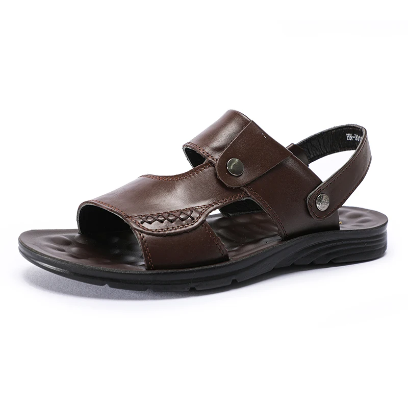 Men's Leather Sandals Summer Beach Outdoor Slippers