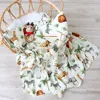 Bamboo Cotton Baby Muslin Swaddle Warp  2 Layers New Born Swaddle Floral Muslin Diaper 5