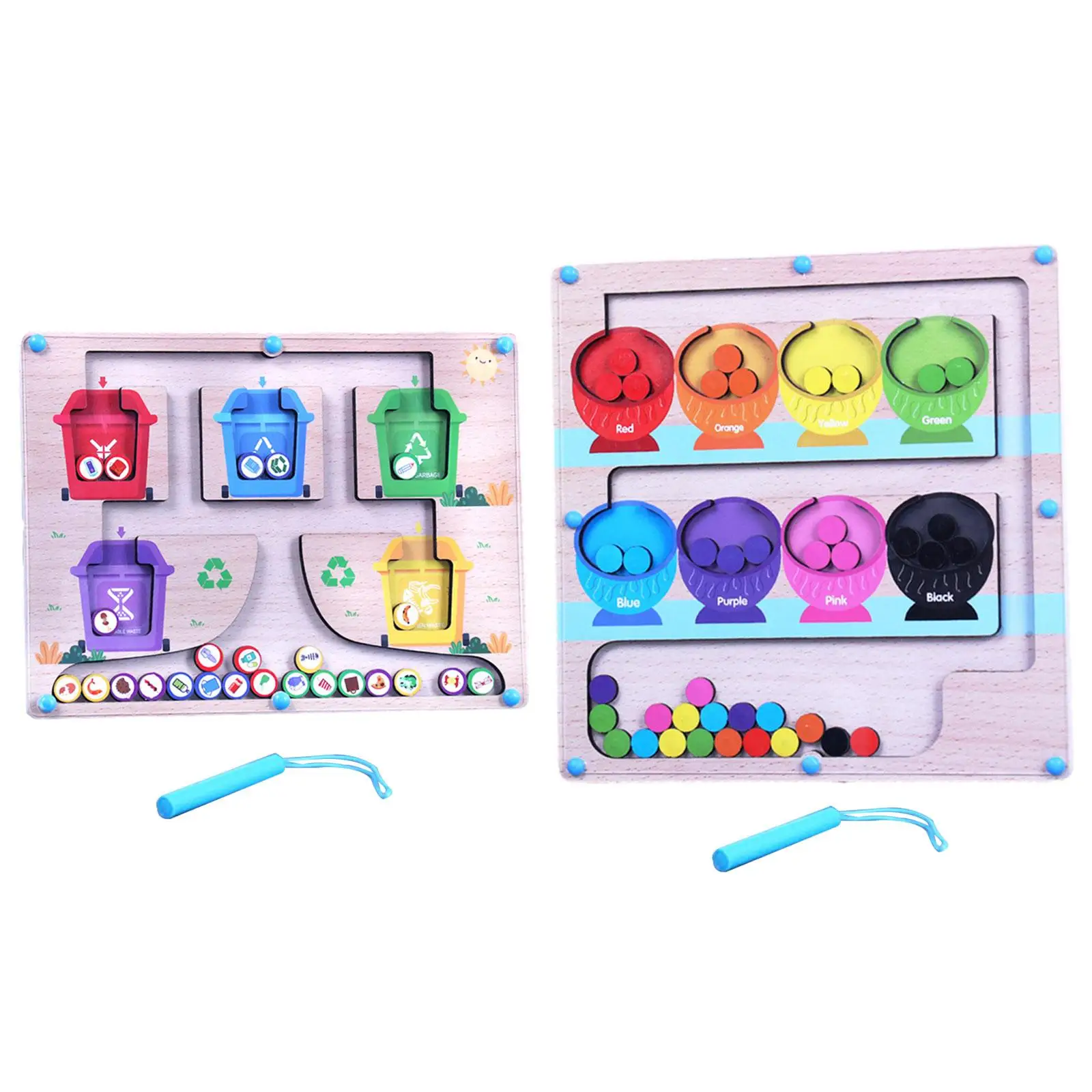 

Wooden Magnetic Maze Board Magnet Puzzle Game Board for Travel Birthday Gift