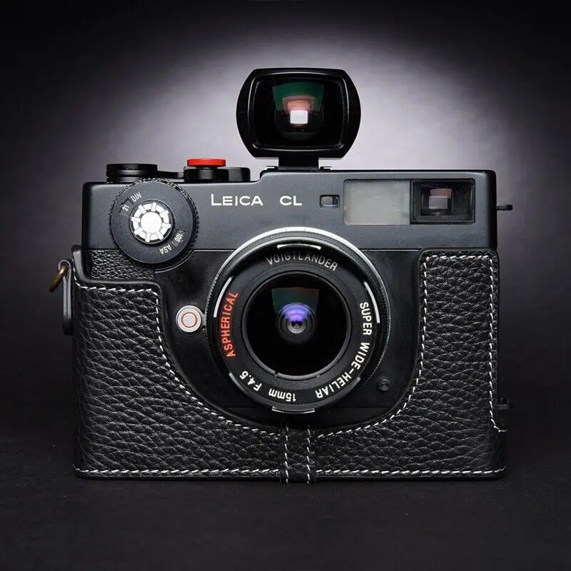 Per Leica Cl Custodia Per Mezza Fotocamera In Vera Pelle Fatta A Mano Con Strato Superiore