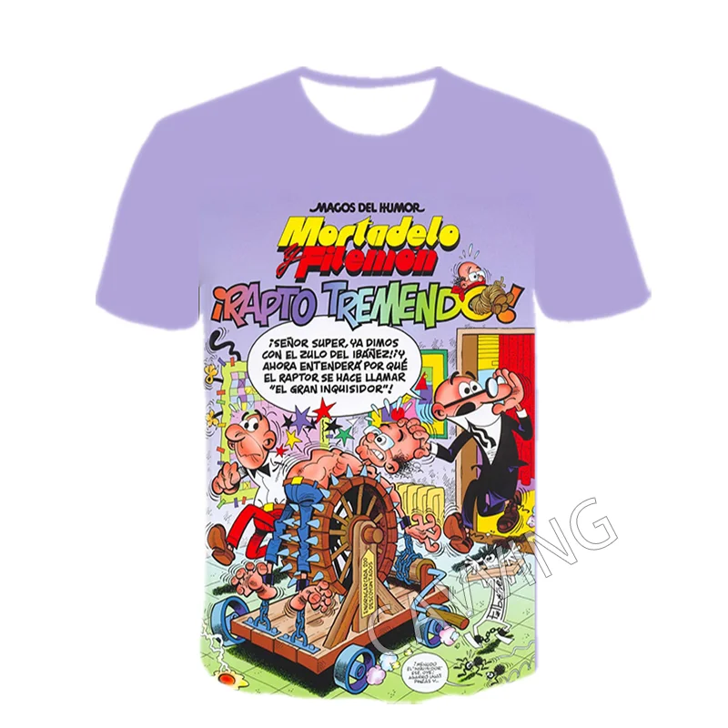 Stylish 3D Print Mortadelo y Filemón Graphic Casual T-Shirts - Unisex Harajuku Hip Hop Tops