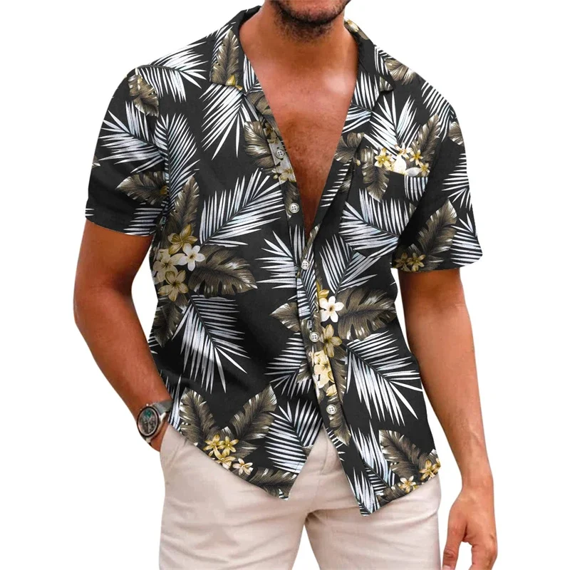 

Men's shirt lapel summer short-sleeved Hawaiian personalized pattern 3D printing daily casual work vacation comfortable design