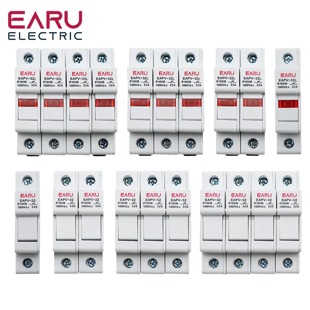 

Din Rail Solar PV DC Fuse Holders with Indicator Light suitable for 10*38mm DC PV Fuse Link for Solar Photovoltaic System Pro