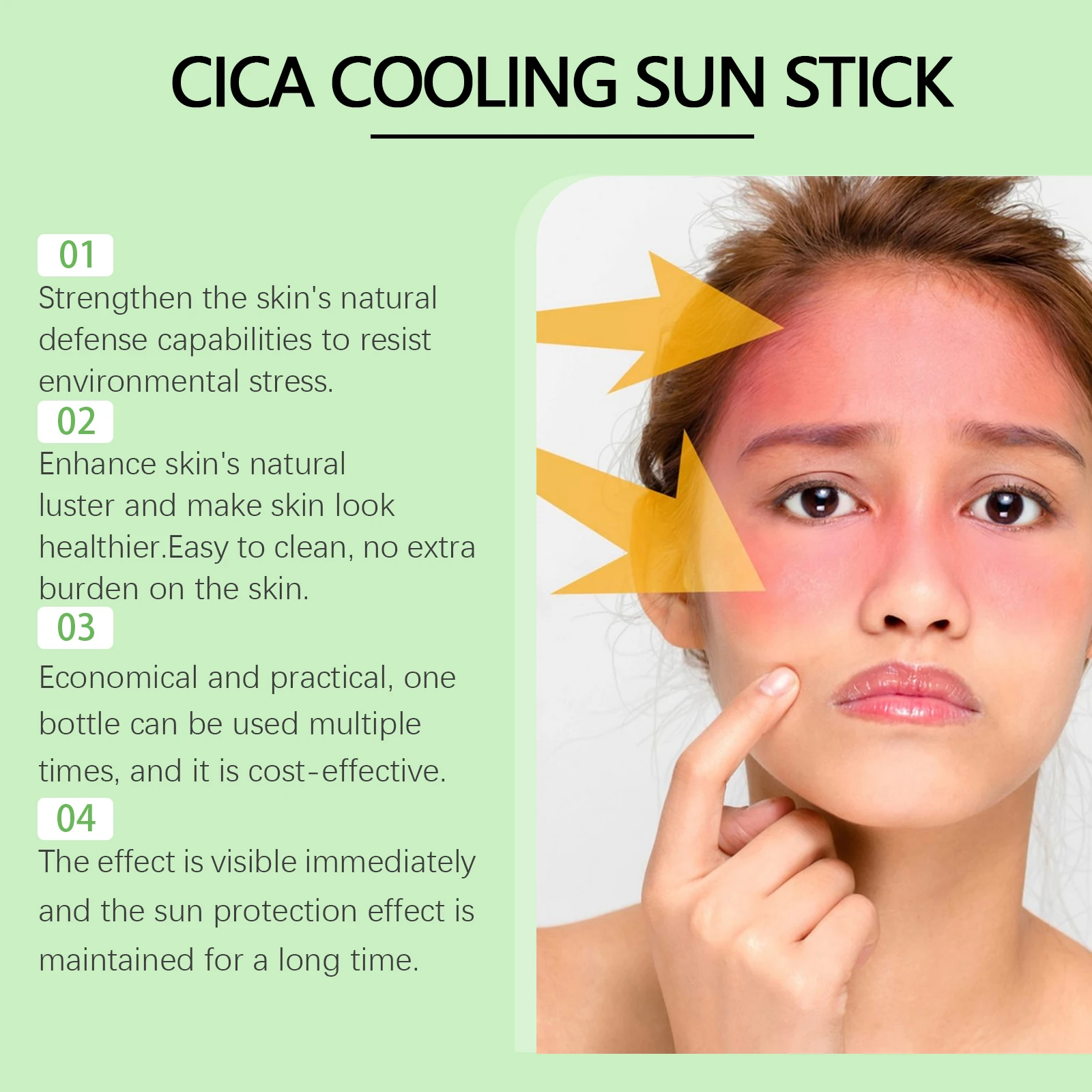 EELHOE Centella Sunscreen Spf50 Refreshing Sun Protective Cream Anti Sunburn Moisturizing Sunscreen Skin Care UV Stick