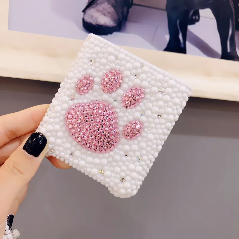Phone Case Crystal Glass Rhinestones Rhinestone Cat Claw Hard Shell for Samsung Z Flip 3 4 Protective Case
