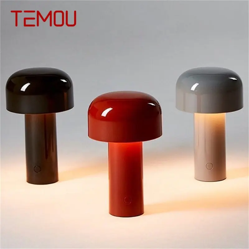 

TEMOU Colorful Mushroom Table Lamps Modern Nordic Portable Desk Light LED for Home Bedroom Decoration