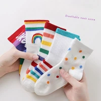 5 Pairs Children's Ankle Socks, Rainbow Design, Trendy, Cute, Lightweight for Summer, Breathable, Comfortable 2