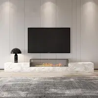 Роскошная итальянская каменная ТВ-консоль, современная развлекательная стена с камином, водонепроницаемая и устойчивая к царапинам, сертифицированная EO, настраиваемая — изображение 2