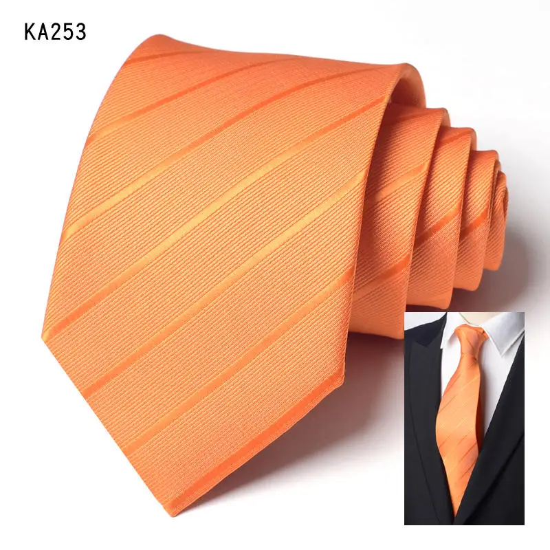 

Orange Yellow Gold Striped Wavy Knot Wide Version 8cm Cravat Tie Men's Suit Shirt Accessories Banquet Business Leisure Necktie