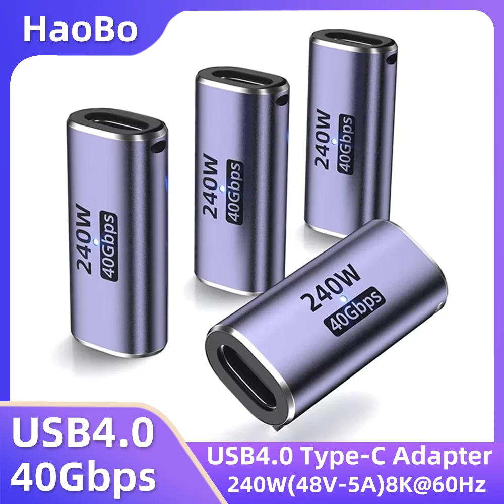 Type C Adapter USB C Female to Female Adapter PD 240W 40Gbps 8K 60hz Video Compatible Thunderbolt 4/3 MacBook Pro/Air iPad USB-C HUB