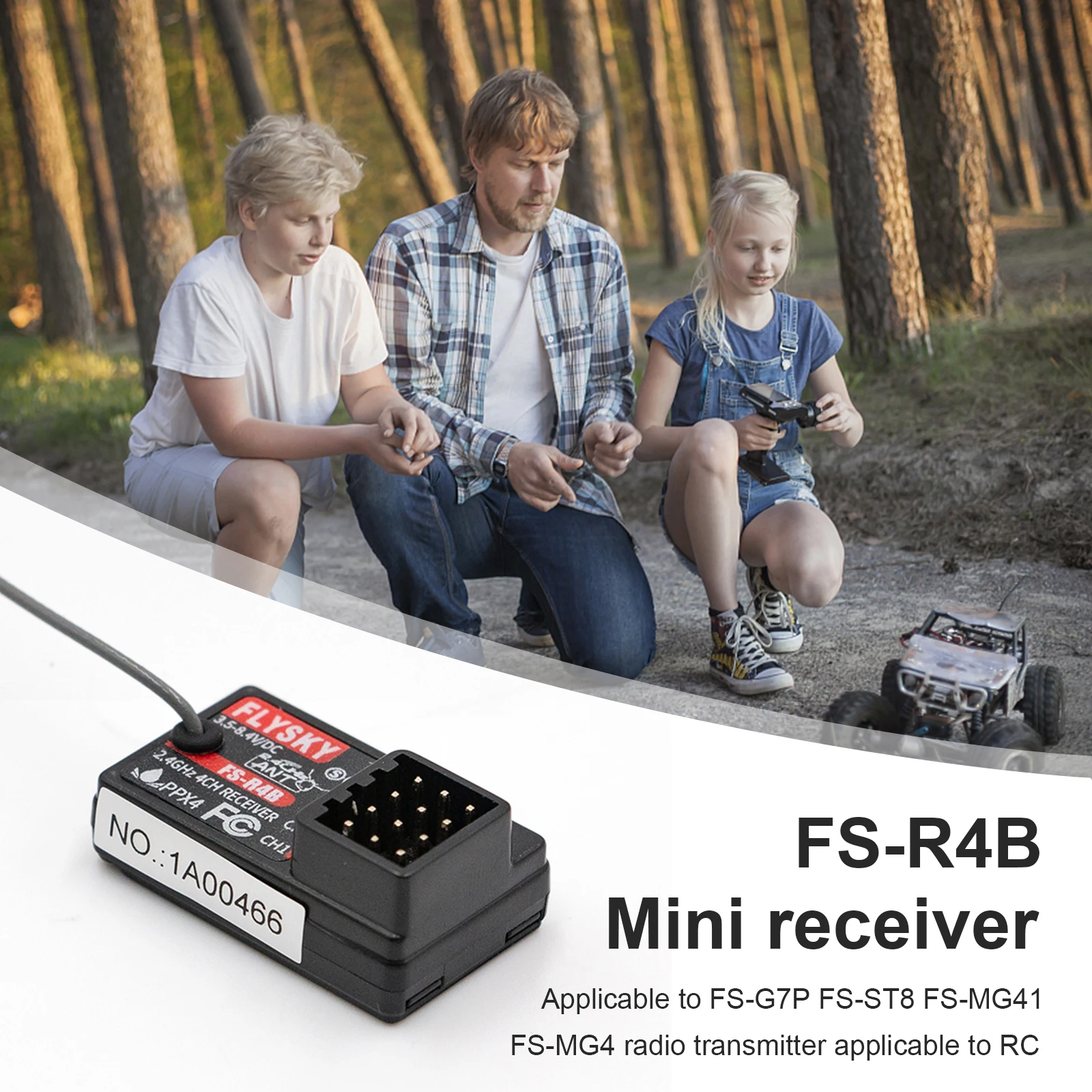Portable Radio Receiver Multifunctional Flysky FS-R4B Digital Receiver Single Antenna for Car for FS-G7P FS-ST8 FS-MG41  FS-MG4