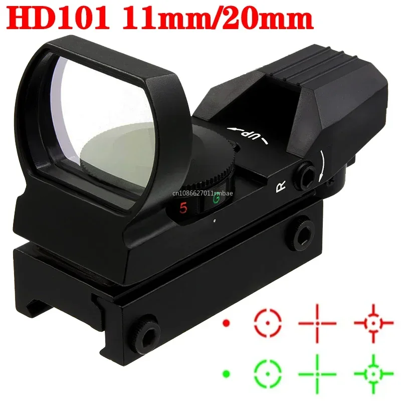 Red Dot Sight Hd101AJ Red Dot Sight HD101 Collimator Rifle Red Green Dot Reflex Sight Scope Fit 20mm Weaver Rail for Airsoft Hunting Rifle