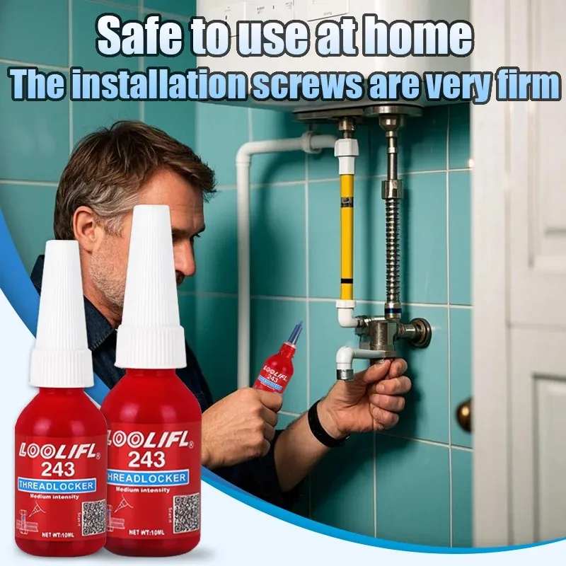 Blue Threadlocker 243- Anaerobic Curing Screw Lock Adhesive for Nuts & Bolts, Anti-Vibration Sealant with Rust Protection (10ml)