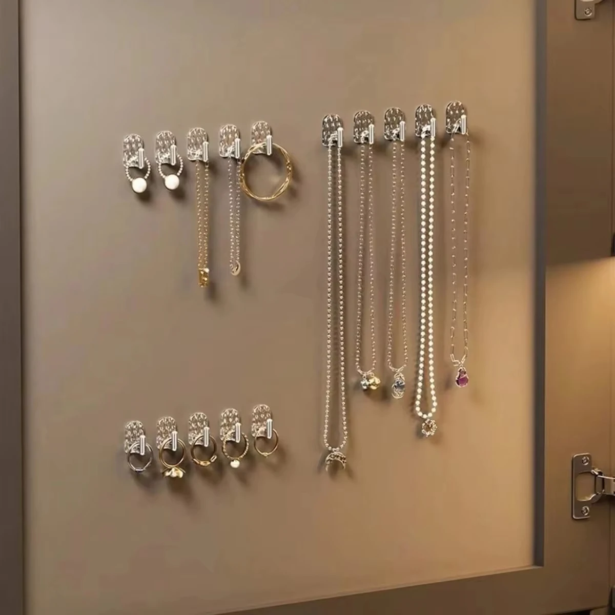 5PCS Multi row mini hook necklace storage rack jewelry display rack hanging necklace rack hanging necklace wall hanging 5