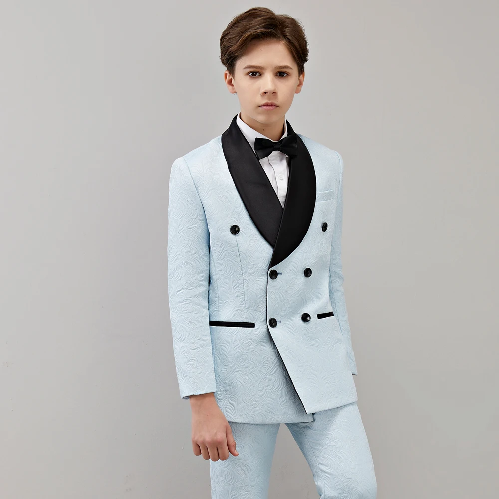 Children Formal Double Breasted Suit Set Boy New Wedding Party Peformance Costume Kids Blazer Pants 2pcs Clothing Set Six button