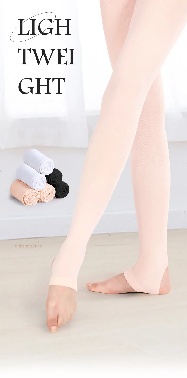 60D Mädchen Steigbügelstrumpfhose Damen Steigbügel-Tanzstrumpfhose Ultraweiche Ballettstrumpfhose Halten und Stretch Steigbügel-Leggings zum Tanzen/Schule – Detail 1