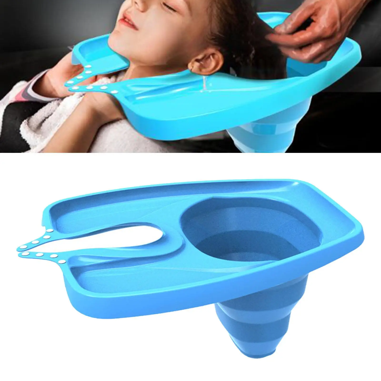 Hair Washing Basin , Foldable Adjustable Portable Shampoo Board Backwash Tray for Hair Salon Barber Rinsing Disabled