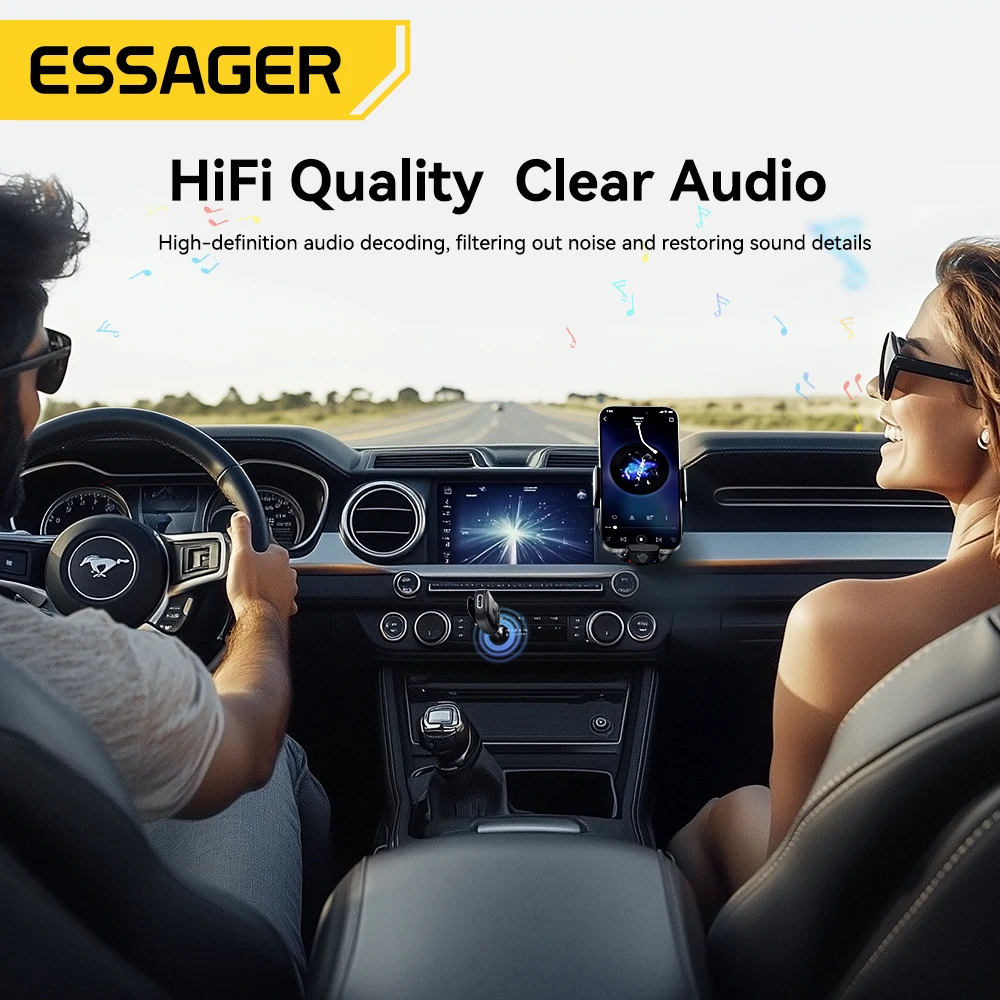 Essager Bluetooth Car Receiver Adapter 3.5mm AUX Jacks for Car Speakers Audio Music Receiver Hands Free Bluetooth 5.3 Adapter