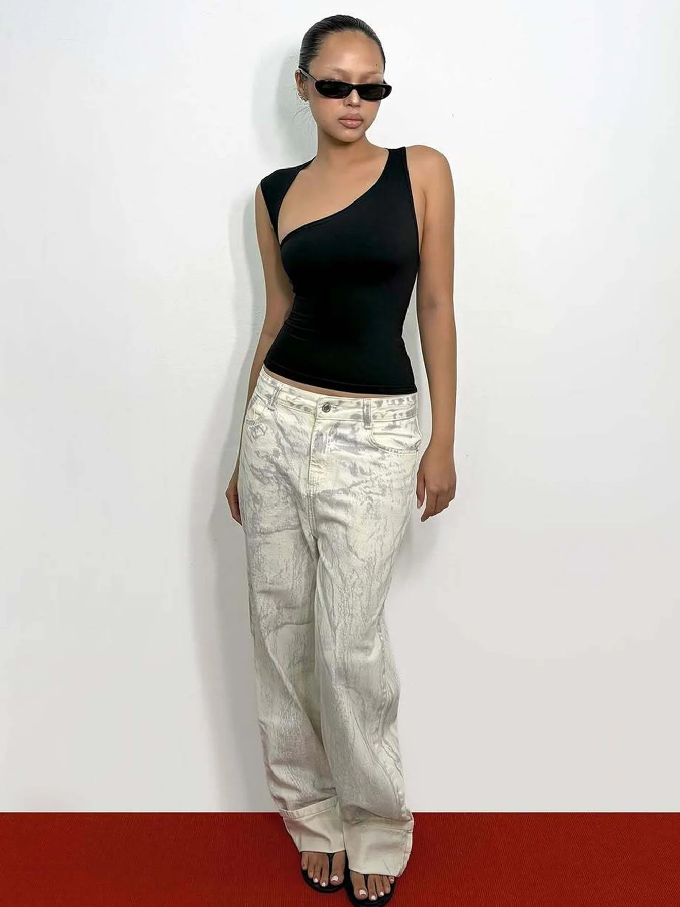Dulzura Asymmetric One Shoulder Backless Slim Sleeveless Tank Top Women'S Solid Sexy Casual Top Street Style Y2K Summer Clothes 3