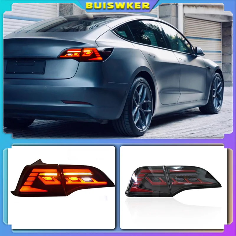 

Автомобильный Стайлинг, задний фонарь s для Tesla Model 3, модель Y, светодиодный задний фонарь DRL, задний фонарь, сигнал поворота, задний тормоз