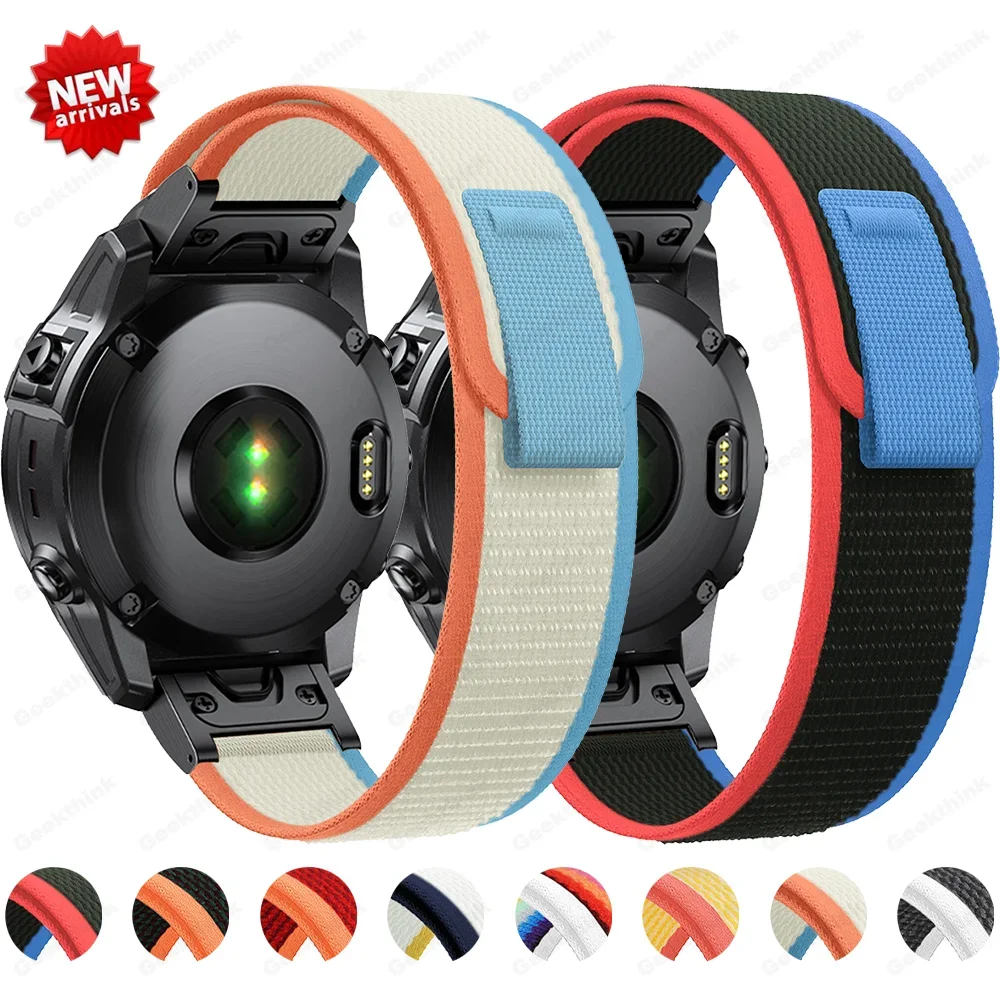 

For Garmin Fenix7X 6 6X 6S 20 22 26mm Nylon strap 5 5X 5S Plus Pro 3 3HR Forerunner945 High quality Loop Smartwatch Watch Band