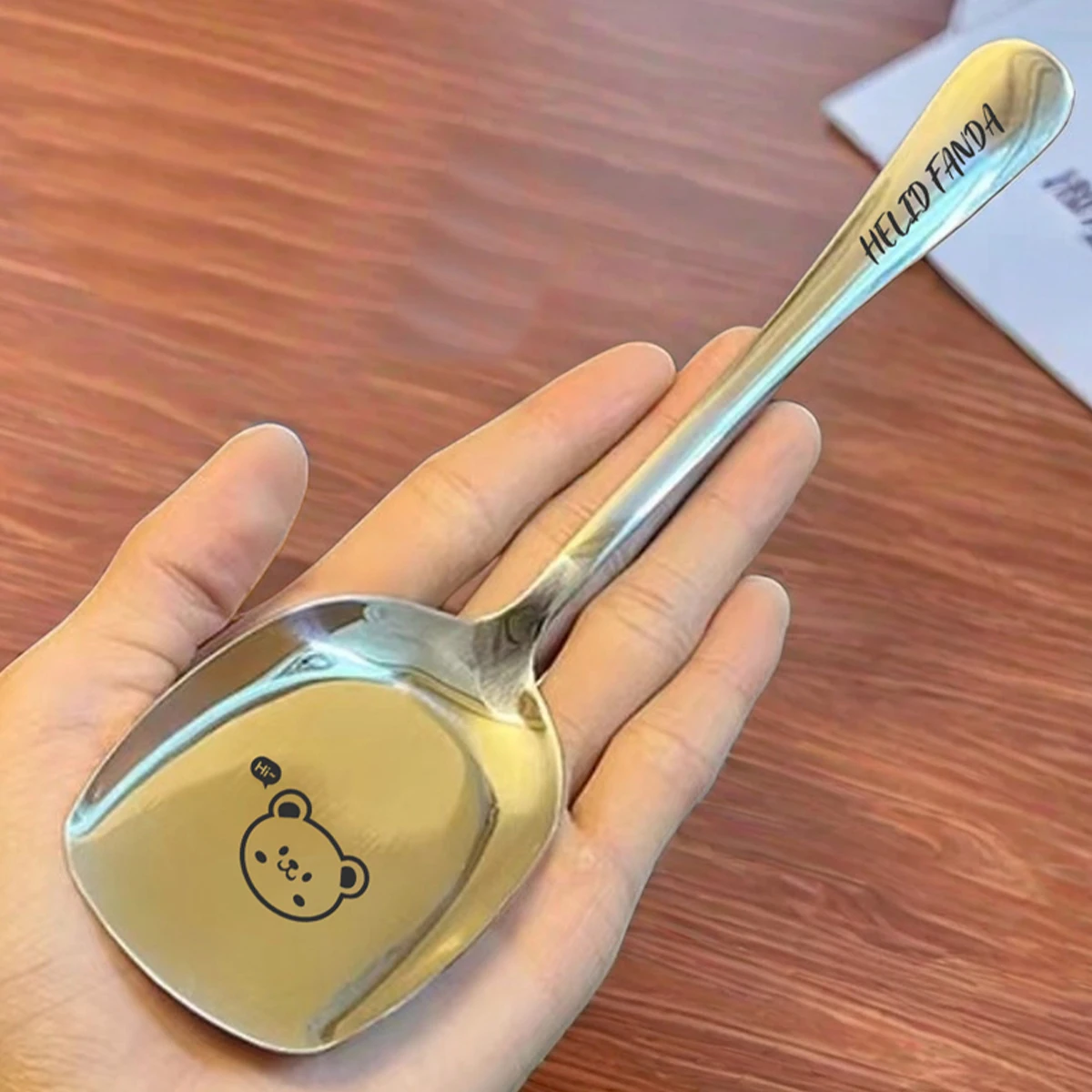 WORTHBUY Large Stainless Steel Spoon et Long Handle Serving Spoon Thicken Dinner Public Restaurant Kitchen Tableware