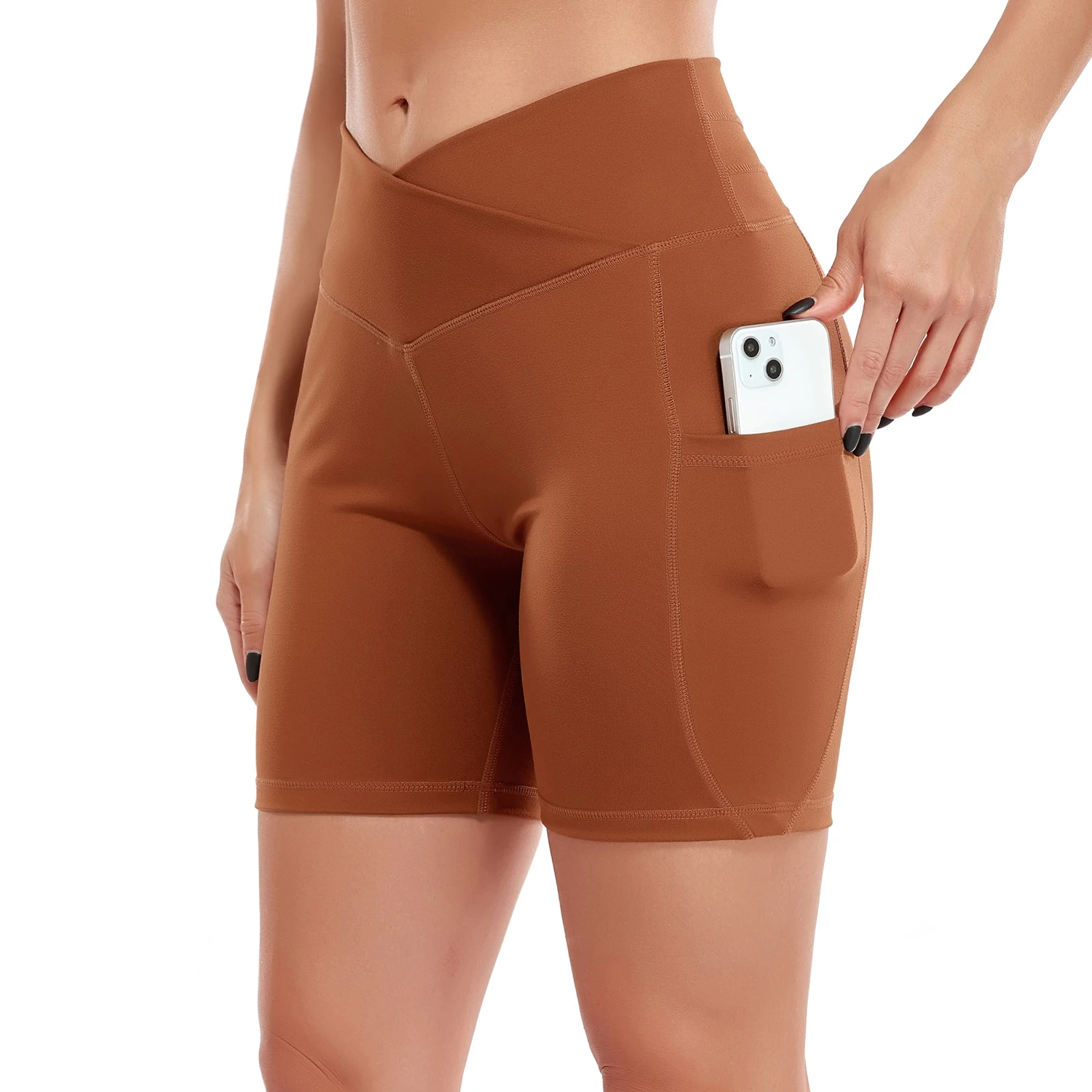 

INFILAR Pockets Yoga Shorts High Waist Push Up Solid Sports Shorts Fitness Women Booty Leggin Gym Workout Scrunch Leggings