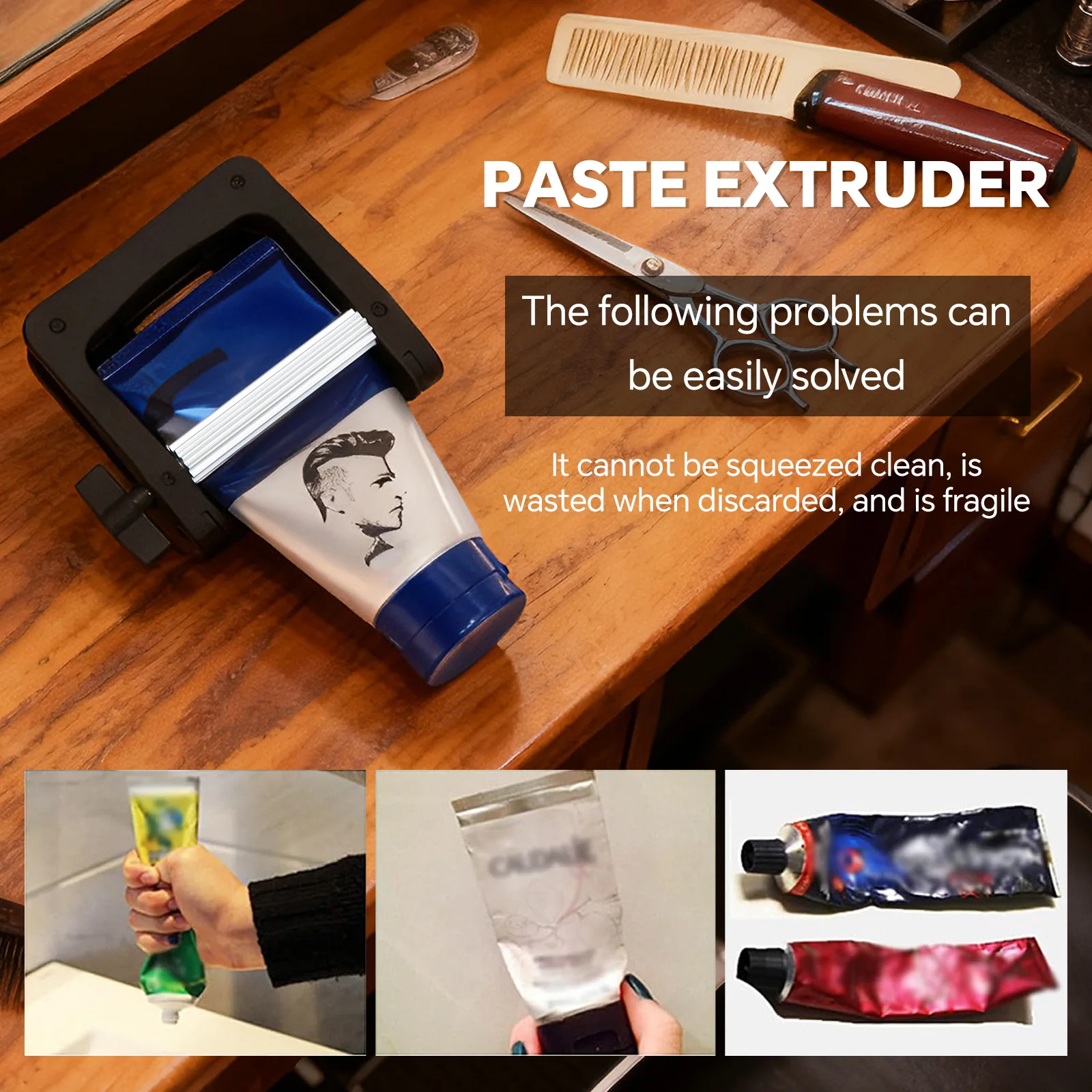 2가지 색상의 금속 치약 튜브 압착기, 다기능 압착 롤러 헤어 컬러, 페인트, 접착제 튜브용, 효율적인 디스펜서