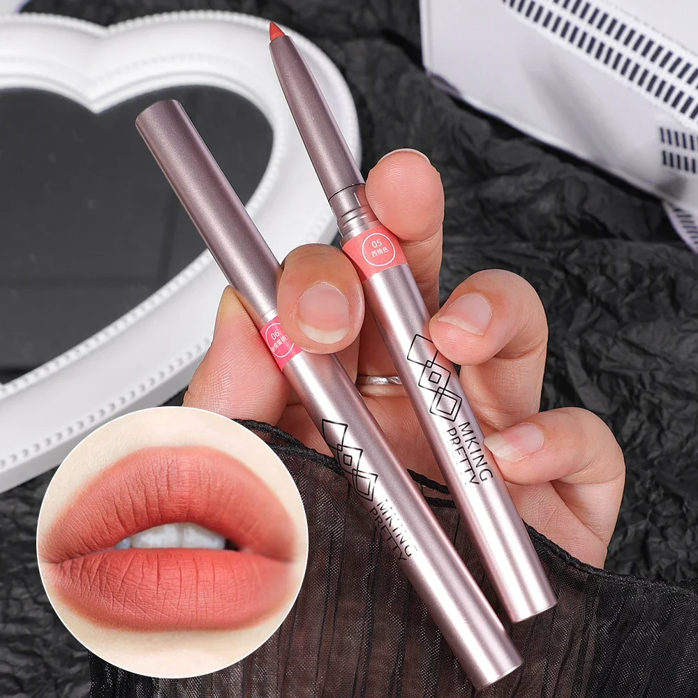 Nude Lipliner Lipstick Pencil Waterproof Matte Sexy Red Pink Contour Tint Lipstick Lasting Non-stick Cup Lips Makeup Cosmetics 4