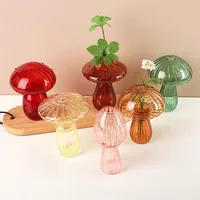 lass Colorful Mushroom Vase Nordic Style Indoor Home Decor Hydroponic Plant Flower Arrangement Ornament Room Desktop Decoration 2