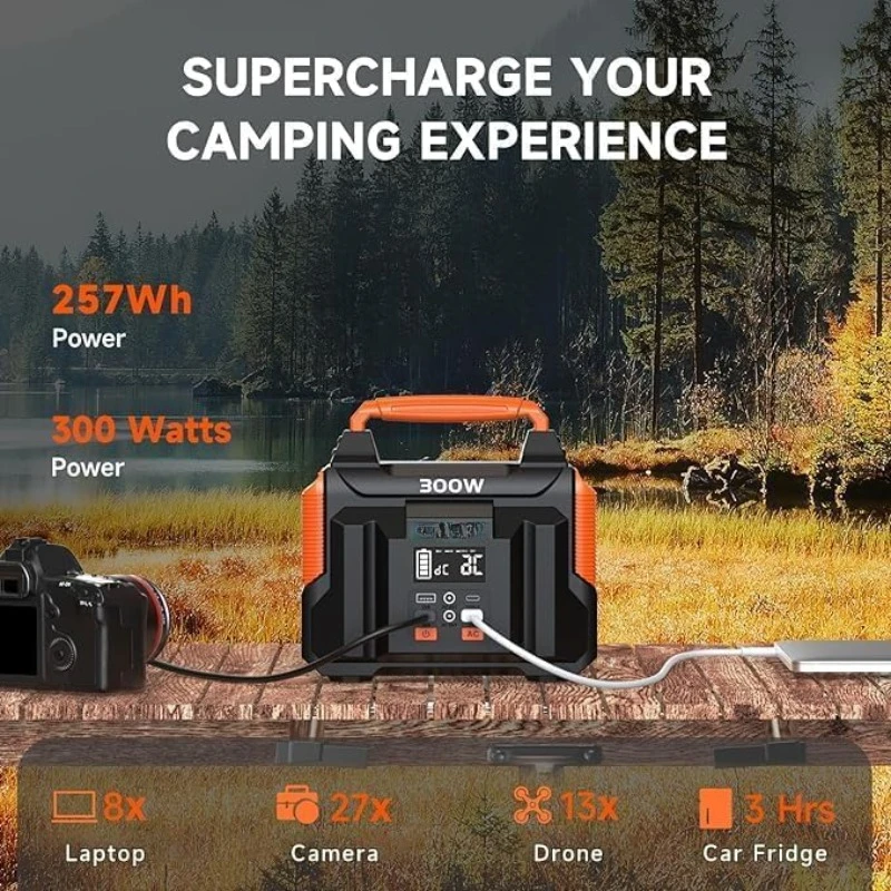 Portable Power Station 300W 257wh Lithium Battery Small Portable Generator for Home Use Camping Travel