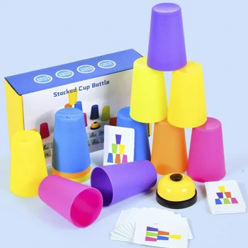 Gioco di battaglia con tazza impilata per bambini Divertente gioco da tavolo con tazza impilabile Coordinazione occhio-mano Velocità impilabile Tazza di allenamento per bambini