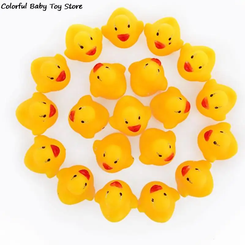 12pcs Cute Mini Yellow Rubber Float Squeaky Sound Duck Bath Toy Baby Bathroom Water Pool Funny Toys For Girls Boys Gifts 4