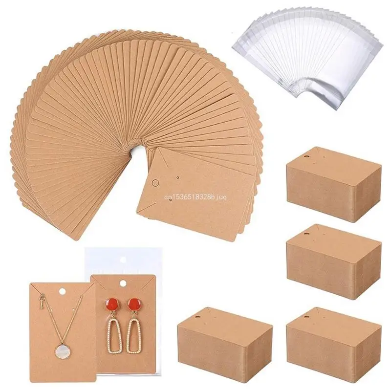 

50/100/200 PCS Earrings and Necklace Ear Display Card with Self-Sealing Bag Dropship