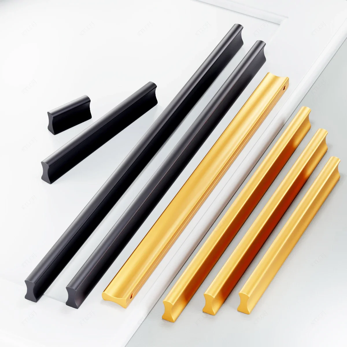 

Modern Minimalist Black Gold Aluminum Alloy Wardrobe Door Handle Cabinet Furniture Drawer Flush Handle Lengthening Knobs