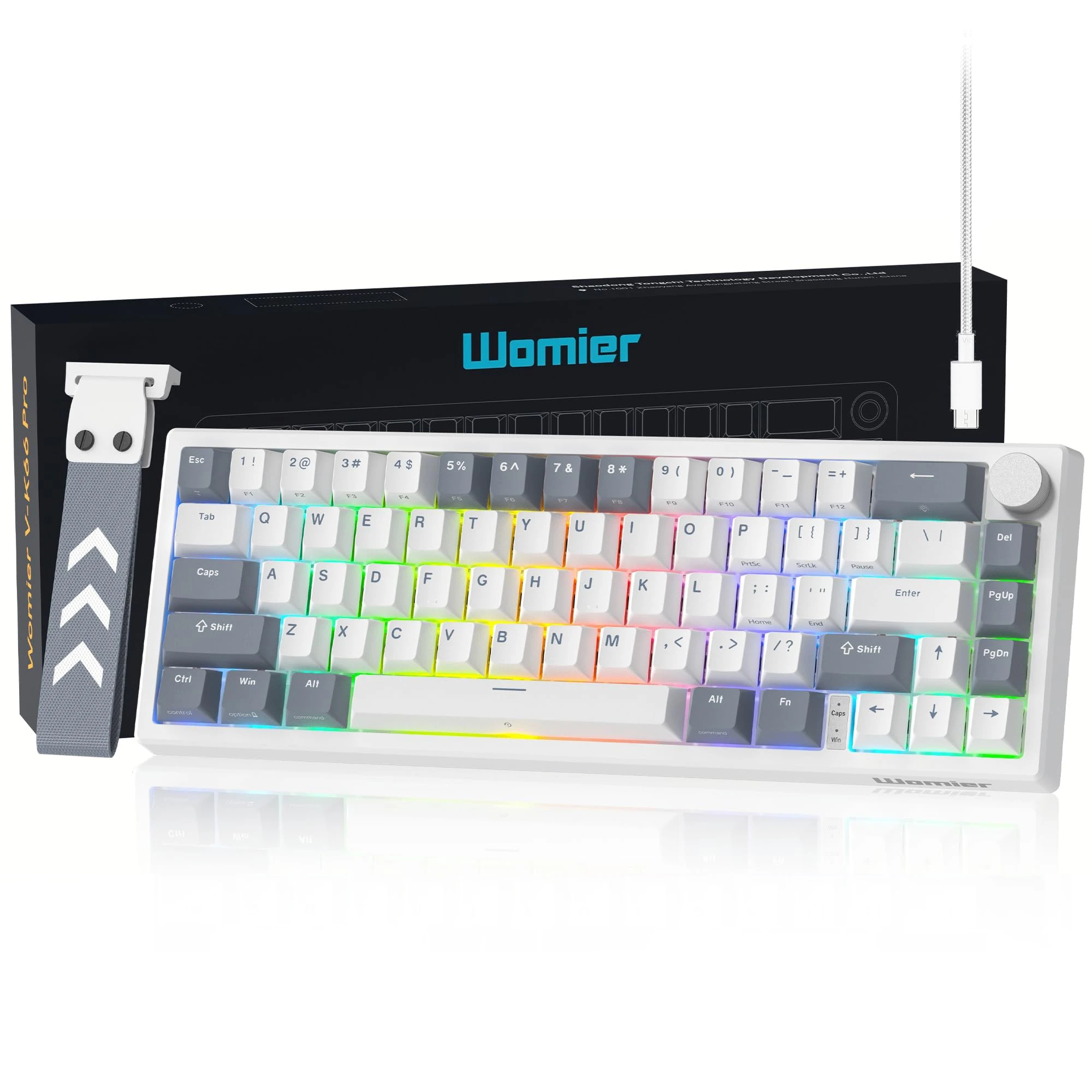 Womier V-K66 PRO clavier vert QMK clavier de jeu mécanique bouton sangle joint monté filaire LED rétro-éclairé clavier échangeable à chaud
