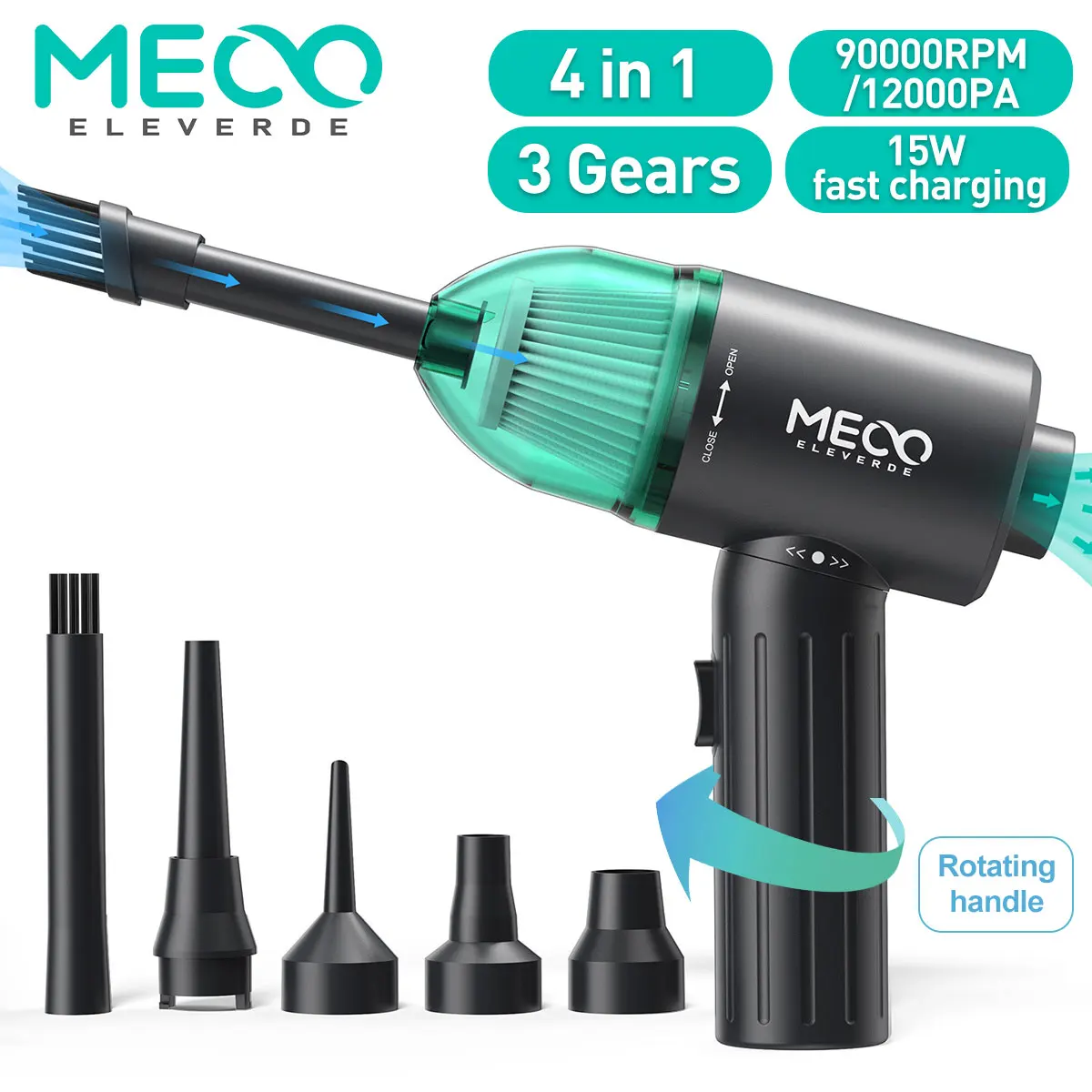 Meco Eleverde-casa Aspirador de Carro Ventilador de ar Elétrico Handheld Vacuum pc Espanador Teclado do Portátil Atualizado em Me-cr2