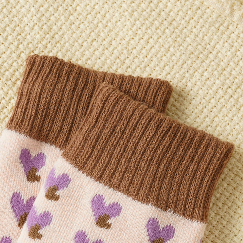 4 Pairs Women's Autumn Winter Thick Terry Socks Love Cold-proof Warm Plush Mid-tube Socks Comfort Home Sleeping Floor Socks