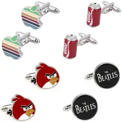 4 Designs Man Trendy Cufflink Cuff Link 2 Pairs Free Shipping Stainless Steel Material