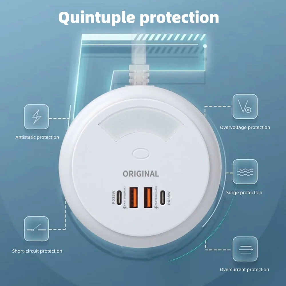 35W Multi port USB Charger PD Fast Charging Wall Charger Power Strip For iPhone Samsung Xiaomi EU US Plug Phone Charger Socket