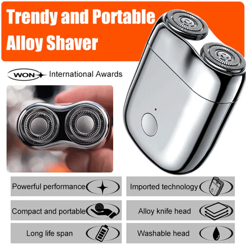 Men's Dual Head Magnetic Suction Electric Shaver TYPE-C Charging Waterproof Portable Electroplated Body Mini Shaver electric shaver,electric razor,rotary shaver,electrical rotary shaver,cordless shaver