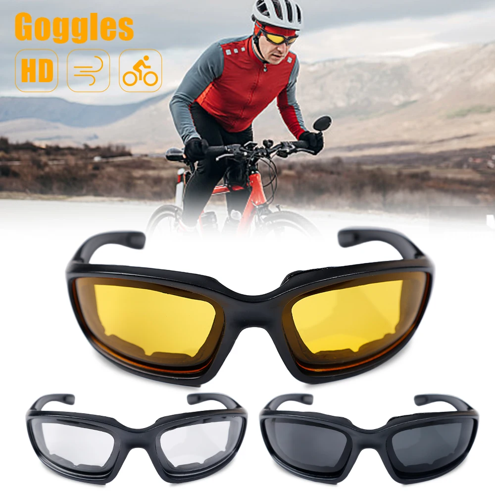 Yellow Lens Sunglassese for Driving Anti-UV Motorcycle Riding Glasses Padding Goggles Universal Outdoor Sports Women Sunglasses