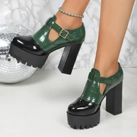 Women Designer Comfortable Fashion Thick Heel Shoes Autumn New Women Round Head Deep Mouth Thick Sole Color Matching High Heels