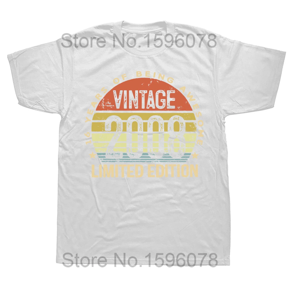 16 ans cadeaux Vintage 2008 édition limitée 16th anniversaire t-shirt hauts col rond à manches courtes mode t-shirt décontracté_voghion.com