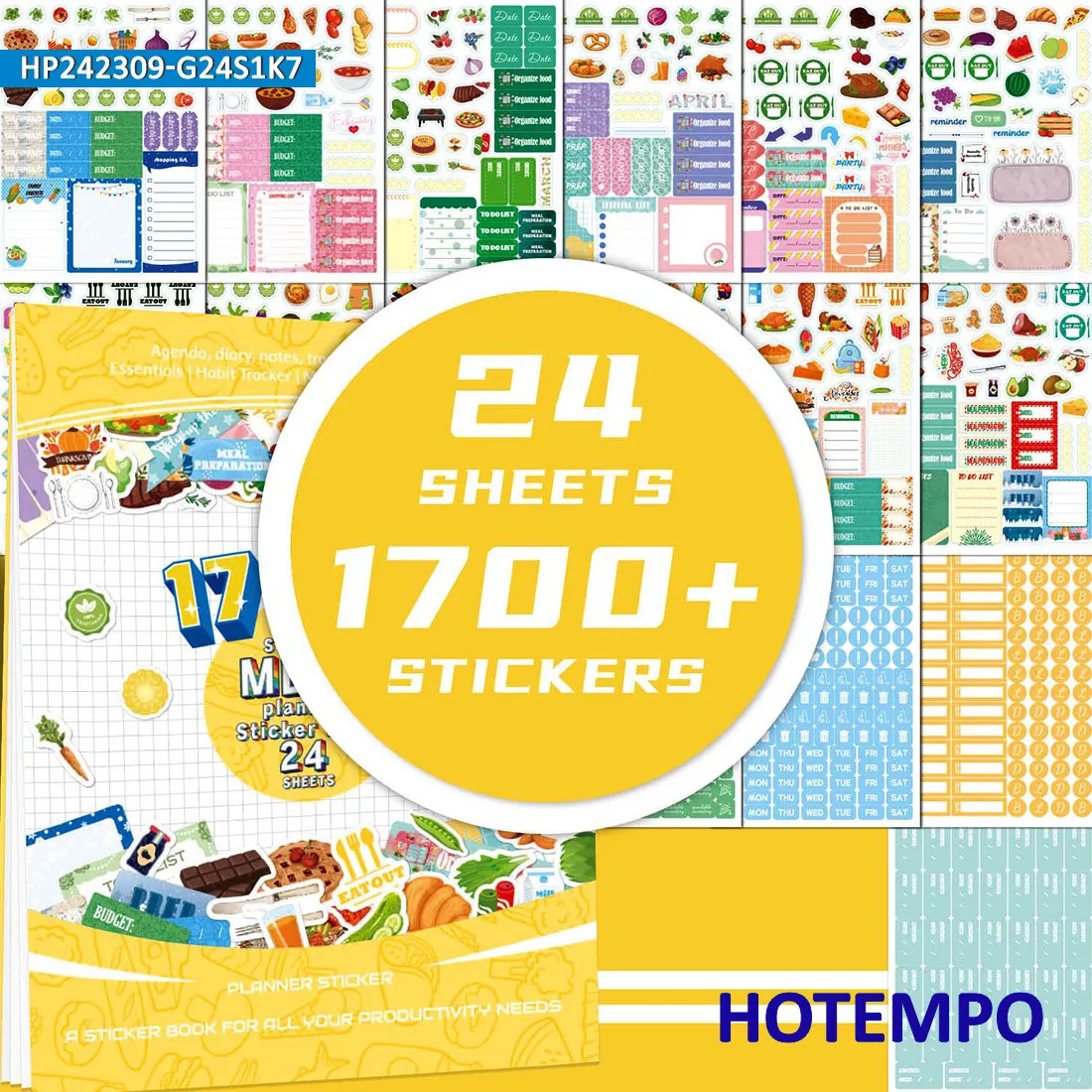 Planungssticker-Buch, Tägliche Diät, Mahlzeit Planer Scrapbook, für Erinnerungen, Notizen, Laptop, Tagebuch, Album, Notizbücher, Studium, Arbeit, Team, Glas, Telefon-Aufkleber, 1700 Stück