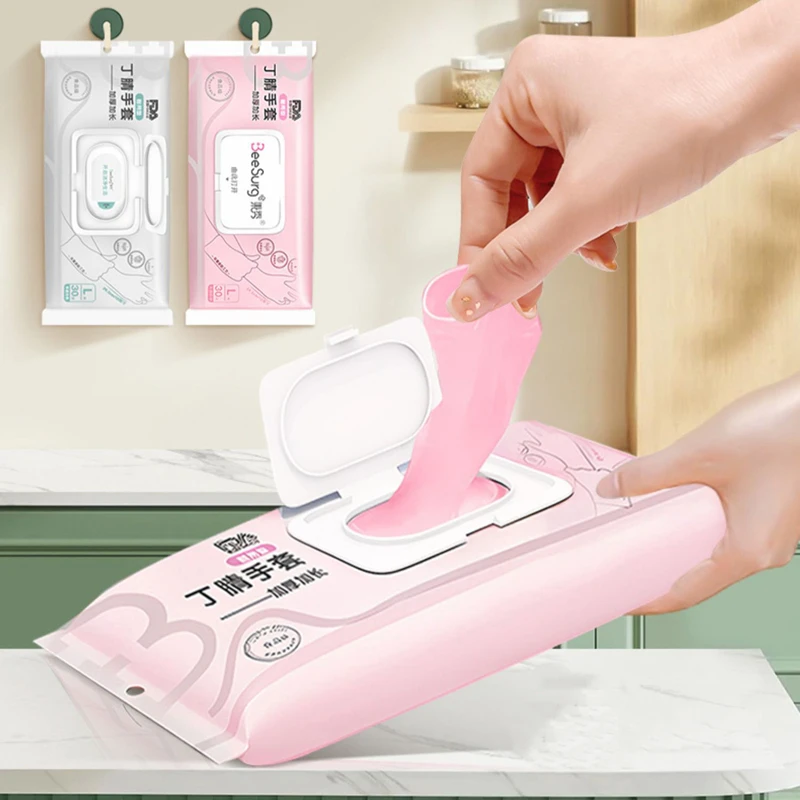 30PCS Pink Disposable Nitrile Gloves 12Inch Extended Waterproof Household Cleaning Gloves Kitchen Food Gardening Beauty